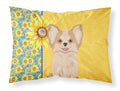 Summer Sunflowers Longhaired Gold and White Chihuahua Standard Pillowcase Lightweight Super Soft Easy Care Decorative Artwork Pillowcase, Standard