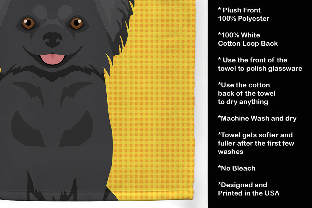Summer Sunflowers Longhaired Black Chihuahua Kitchen Towel Velour Plush Front and Cotton Loop Back Machine Washable