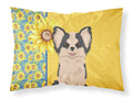 Summer Sunflowers Longhaired Black and White #2 Chihuahua Standard Pillowcase Lightweight Super Soft Easy Care Decorative Artwork Pillowcase, Standard