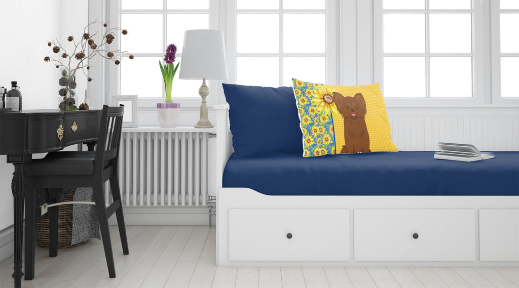 Summer Sunflowers Longhaired Chocolate Chihuahua Standard Pillowcase Lightweight Super Soft Easy Care Decorative Artwork Pillowcase, Standard