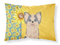 Summer Sunflowers Longhaired Blue and White Chihuahua Standard Pillowcase Lightweight Super Soft Easy Care Decorative Artwork Pillowcase, Standard
