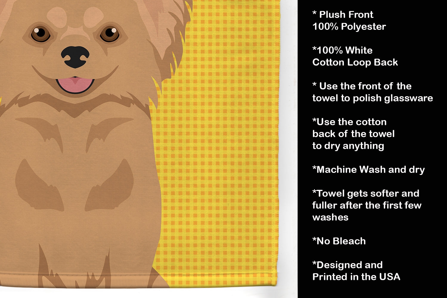 Summer Sunflowers Longhaired Gold Chihuahua Kitchen Towel Velour Plush Front and Cotton Loop Back Machine Washable