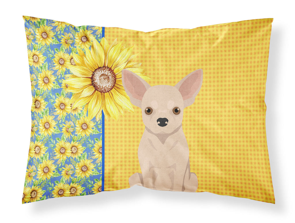 Summer Sunflowers Fawn Chihuahua Standard Pillowcase Lightweight Super Soft Easy Care Decorative Artwork Pillowcase, Standard