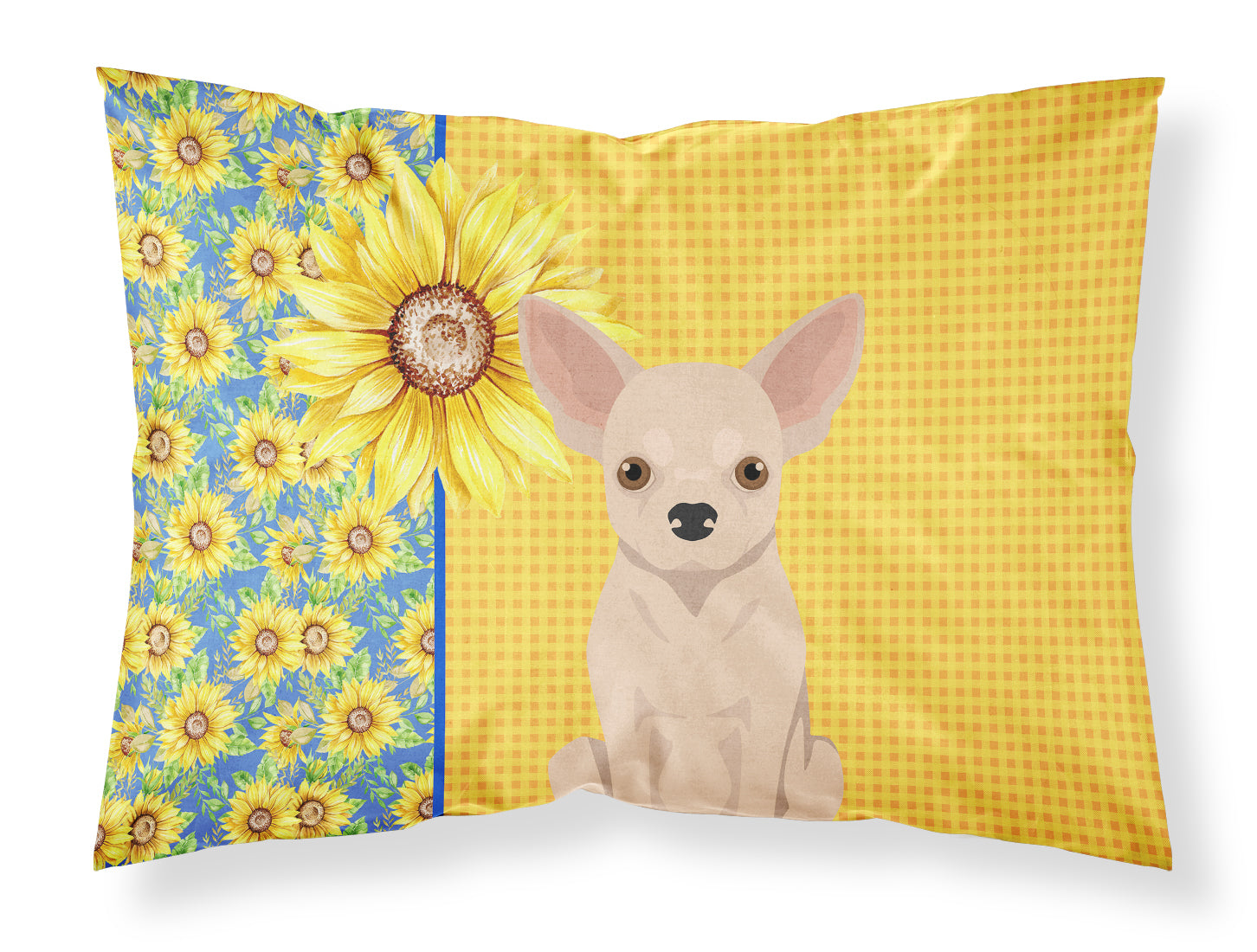 Summer Sunflowers Fawn Chihuahua Standard Pillowcase Lightweight Super Soft Easy Care Decorative Artwork Pillowcase, Standard