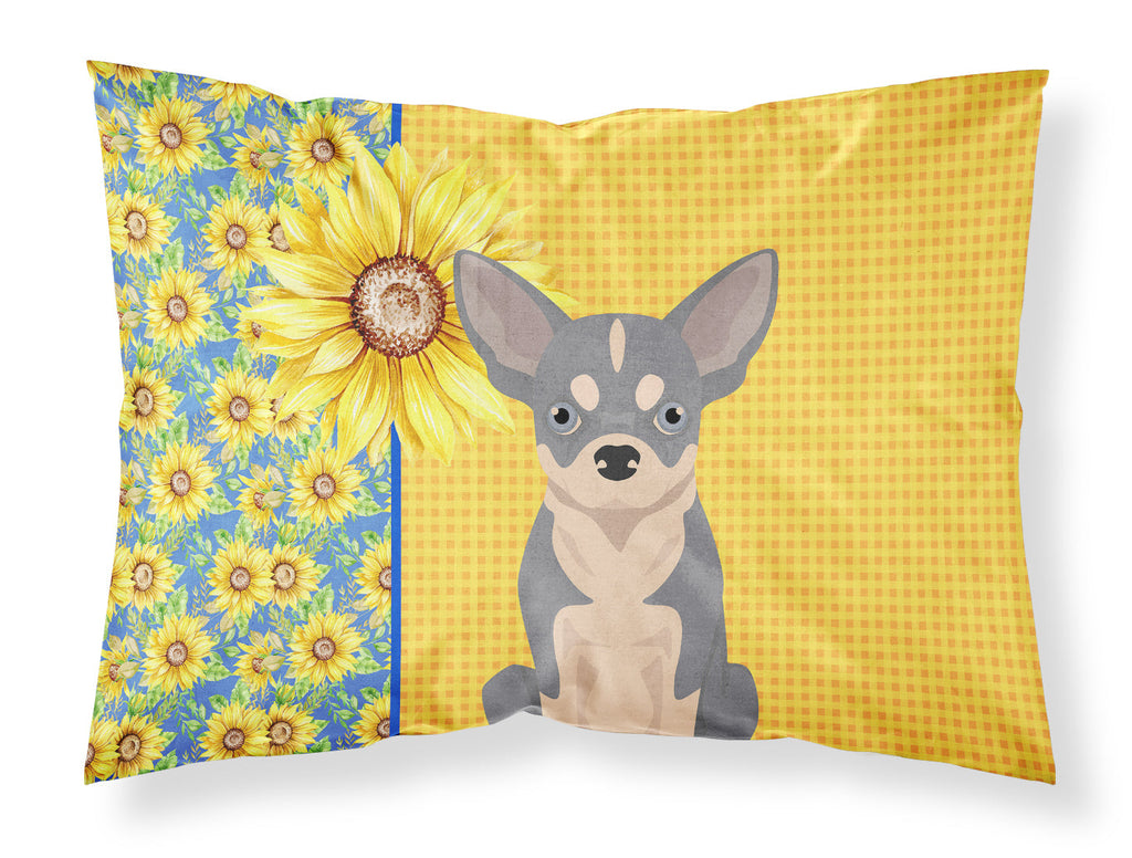 Summer Sunflowers Blue and White Chihuahua Standard Pillowcase Lightweight Super Soft Easy Care Decorative Artwork Pillowcase, Standard