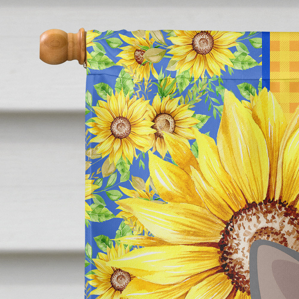 Summer Sunflowers Blue Chihuahua House Flag 28x40 Porch Sleeve Pole Decorative Outside Yard Banner Artwork Wall Hanging, Polyester
