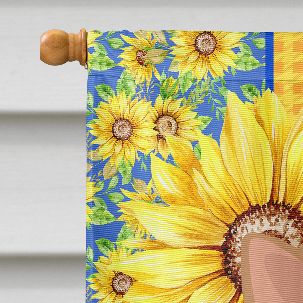 Summer Sunflowers Gold Chihuahua House Flag 28x40 Porch Sleeve Pole Decorative Outside Yard Banner Artwork Wall Hanging, Polyester