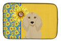 Summer Sunflowers Longhair Cream Dachshund Dish Drying Mat Absorbent Dish Drying Mat Pad for Kitchen Counter Dish Drainer Mat for Countertop, 14 x 21", Multicolor