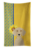 Summer Sunflowers Cream Dachshund Kitchen Towel Velour Plush Front and Cotton Loop Back Machine Washable
