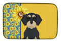 Summer Sunflowers Wirehair Black and Cream Dachshund Dish Drying Mat Absorbent Dish Drying Mat Pad for Kitchen Counter Dish Drainer Mat for Countertop, 14 x 21", Multicolor