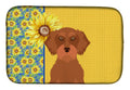 Summer Sunflowers Wirehair Red Dachshund Dish Drying Mat Absorbent Dish Drying Mat Pad for Kitchen Counter Dish Drainer Mat for Countertop, 14 x 21", Multicolor