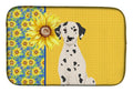 Summer Sunflowers Dalmatian Dish Drying Mat Absorbent Dish Drying Mat Pad for Kitchen Counter Dish Drainer Mat for Countertop, 14 x 21", Multicolor