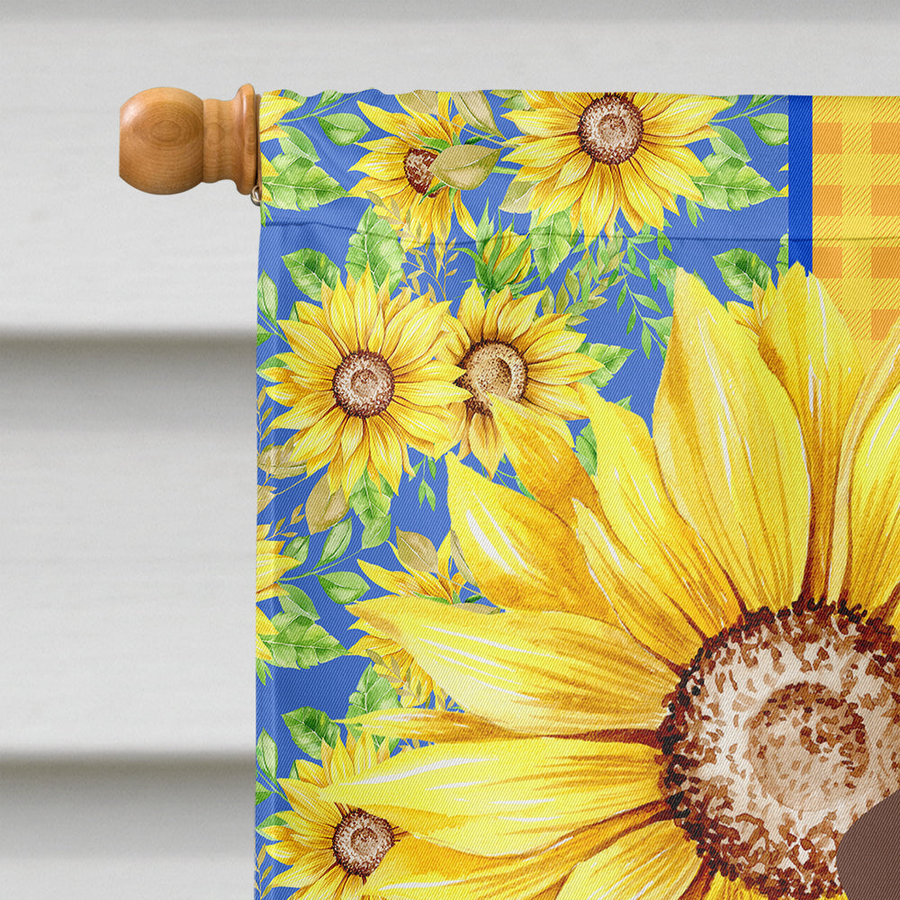 Summer Sunflowers Natural Ear Red and Tan Doberman Pinscher House Flag 28x40 Porch Sleeve Pole Decorative Outside Yard Banner Artwork Wall Hanging, Polyester