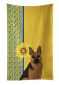 Summer Sunflowers Black and Tan German Shepherd Kitchen Towel Velour Plush Front and Cotton Loop Back Machine Washable