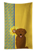 Summer Sunflowers Mahogany Golden Retriever Kitchen Towel Velour Plush Front and Cotton Loop Back Machine Washable