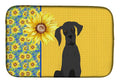 Summer Sunflowers Black Great Dane Dish Drying Mat Absorbent Dish Drying Mat Pad for Kitchen Counter Dish Drainer Mat for Countertop, 14 x 21", Multicolor