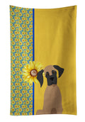 Summer Sunflowers Fawn Great Dane Kitchen Towel Velour Plush Front and Cotton Loop Back Machine Washable