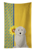Summer Sunflowers Great Pyrenees Kitchen Towel Velour Plush Front and Cotton Loop Back Machine Washable