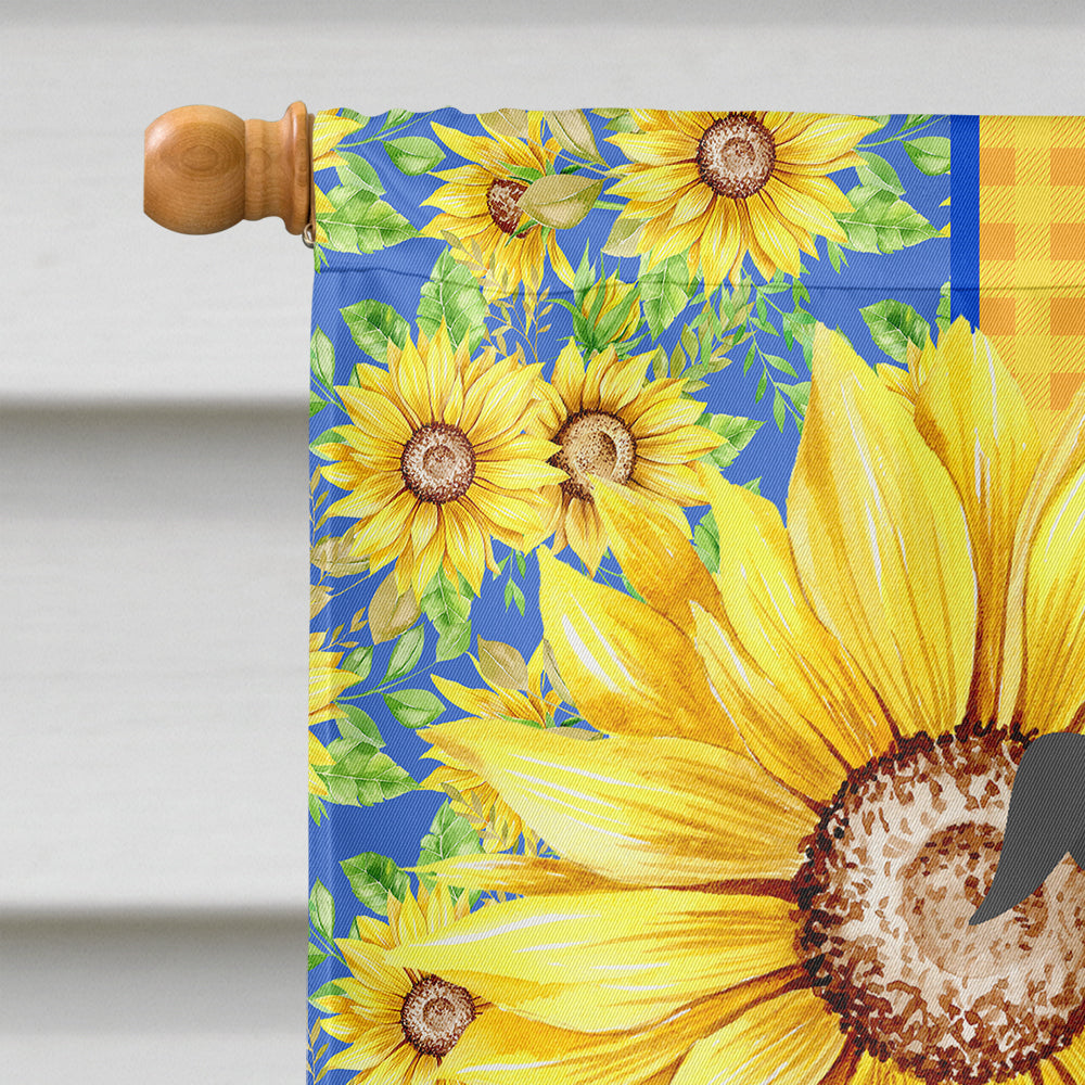 Summer Sunflowers Black White Smooth Jack Russell Terrier House Flag 28x40 Porch Sleeve Pole Decorative Outside Yard Banner Artwork Wall Hanging, Polyester