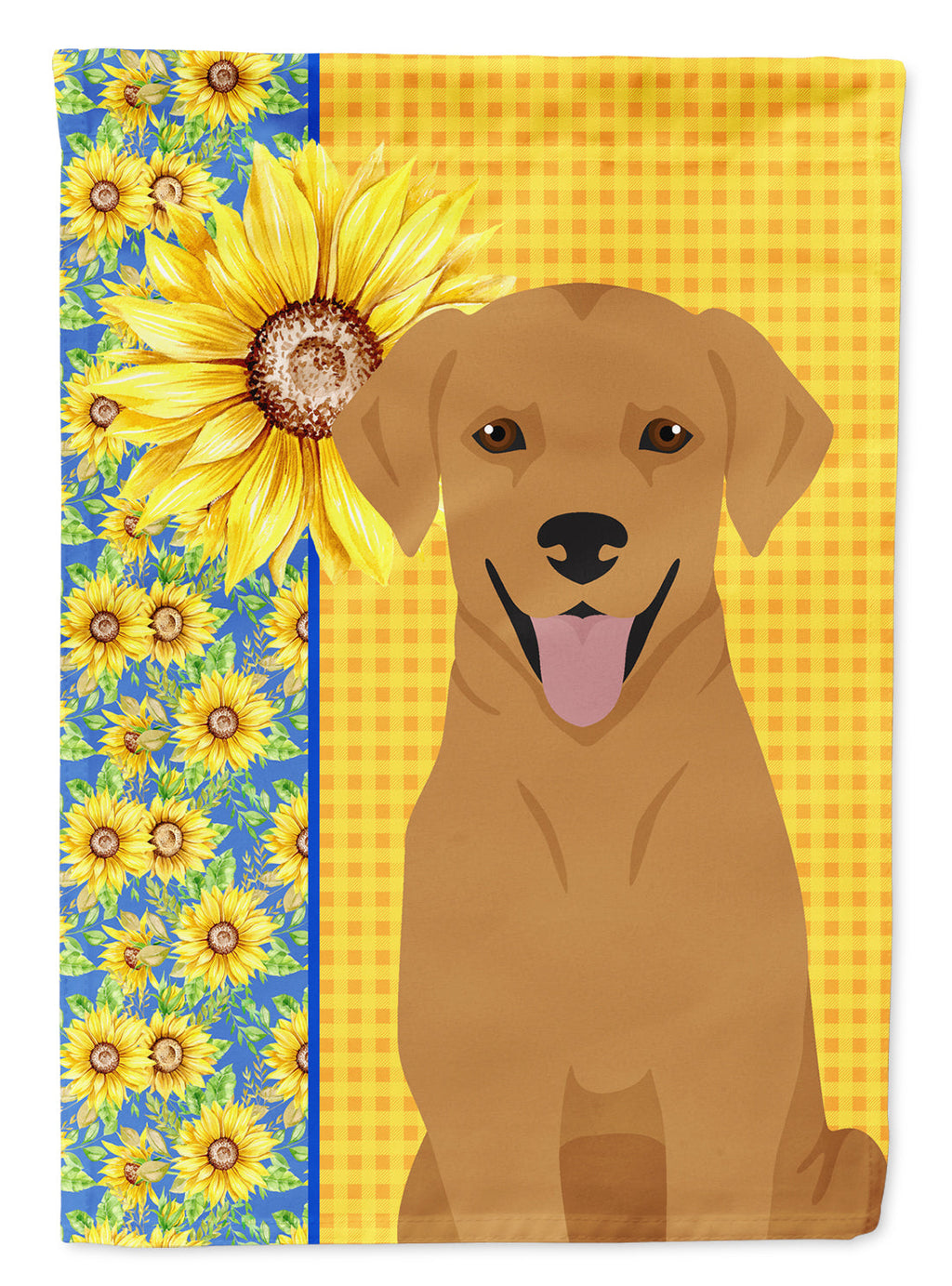 Summer Sunflowers Red Fox Labrador Retriever House Flag 28x40 Porch Sleeve Pole Decorative Outside Yard Banner Artwork Wall Hanging, Polyester