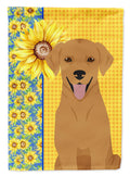 Summer Sunflowers Red Fox Labrador Retriever House Flag 28x40 Porch Sleeve Pole Decorative Outside Yard Banner Artwork Wall Hanging, Polyester
