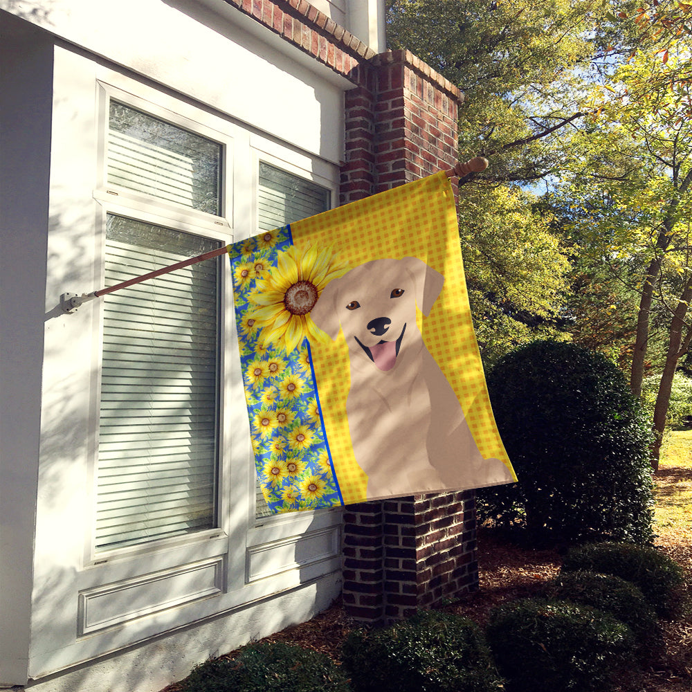 Summer Sunflowers Yellow Labrador Retriever House Flag 28x40 Porch Sleeve Pole Decorative Outside Yard Banner Artwork Wall Hanging, Polyester