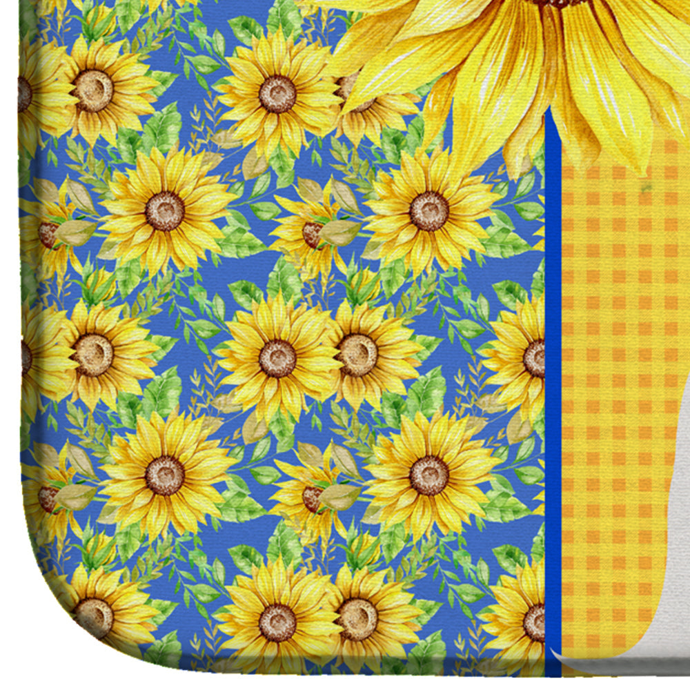 Summer Sunflowers Maltese Dish Drying Mat Absorbent Dish Drying Mat Pad for Kitchen Counter Dish Drainer Mat for Countertop, 14 x 21", Multicolor