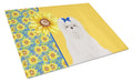 Summer Sunflowers Maltese Cutting Board Tempered Glass Kitchen Cutting Surface, Heat Resistant Chopping, Non-Slip Feet, Food Prep & Serving