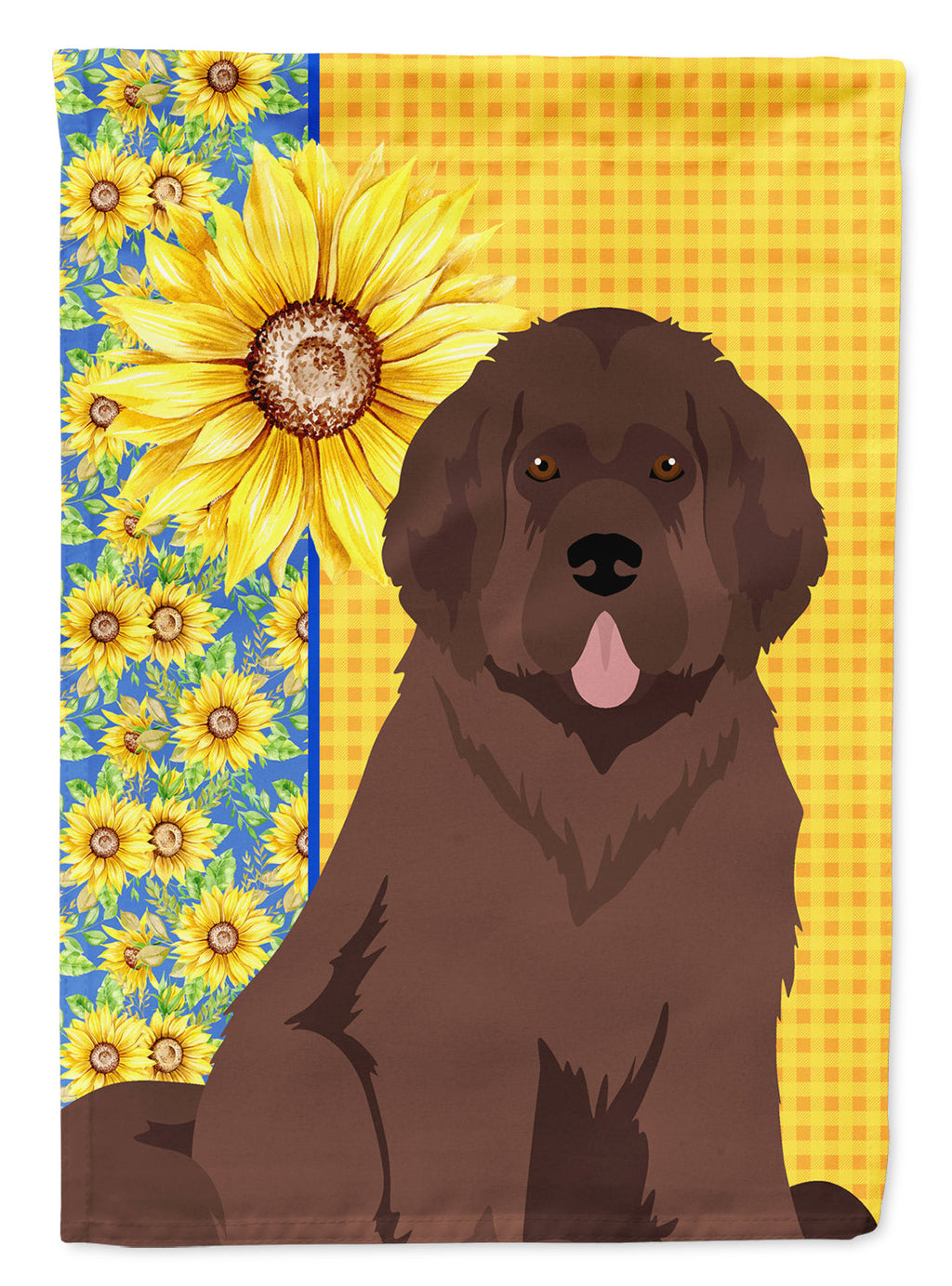 Summer Sunflowers Brown Newfoundland House Flag 28x40 Porch Sleeve Pole Decorative Outside Yard Banner Artwork Wall Hanging, Polyester