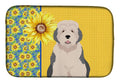 Summer Sunflowers Old English Sheepdog Dish Drying Mat Absorbent Dish Drying Mat Pad for Kitchen Counter Dish Drainer Mat for Countertop, 14 x 21", Multicolor