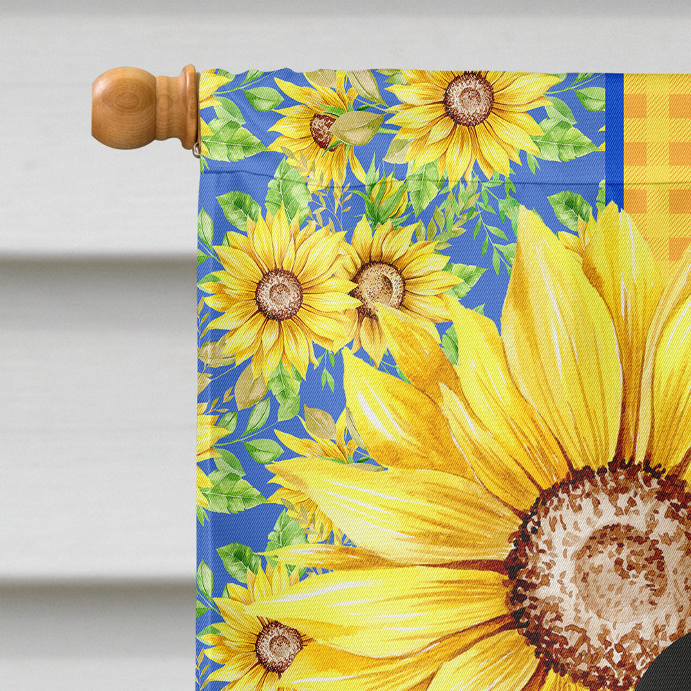 Summer Sunflowers Black and White Papillon House Flag 28x40 Porch Sleeve Pole Decorative Outside Yard Banner Artwork Wall Hanging, Polyester