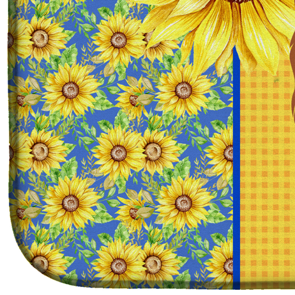 Summer Sunflowers Red and White Papillon Dish Drying Mat Absorbent Dish Drying Mat Pad for Kitchen Counter Dish Drainer Mat for Countertop, 14 x 21", Multicolor
