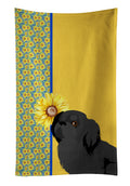 Summer Sunflowers Black Pekingese Kitchen Towel Velour Plush Front and Cotton Loop Back Machine Washable