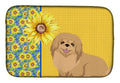 Summer Sunflowers Gold Pekingese Dish Drying Mat Absorbent Dish Drying Mat Pad for Kitchen Counter Dish Drainer Mat for Countertop, 14 x 21", Multicolor