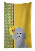 Summer Sunflowers Toy Silver Poodle Kitchen Towel Velour Plush Front and Cotton Loop Back Machine Washable