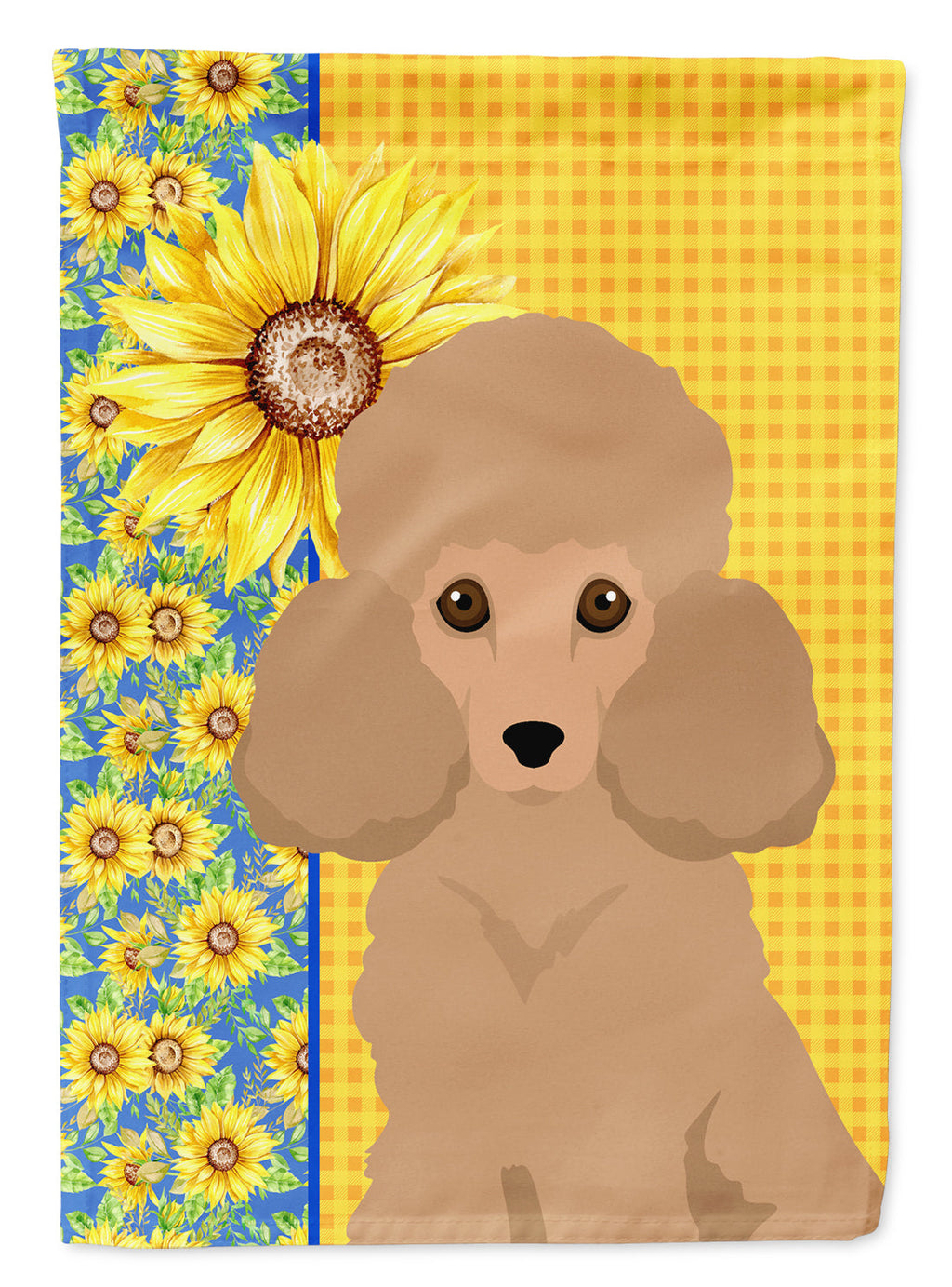 Summer Sunflowers Toy Apricot Poodle House Flag 28x40 Porch Sleeve Pole Decorative Outside Yard Banner Artwork Wall Hanging, Polyester
