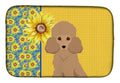 Summer Sunflowers Toy Apricot Poodle Dish Drying Mat Absorbent Dish Drying Mat Pad for Kitchen Counter Dish Drainer Mat for Countertop, 14 x 21", Multicolor