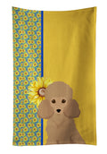 Summer Sunflowers Toy Apricot Poodle Kitchen Towel Velour Plush Front and Cotton Loop Back Machine Washable