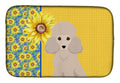 Summer Sunflowers Toy Cream Poodle Dish Drying Mat Absorbent Dish Drying Mat Pad for Kitchen Counter Dish Drainer Mat for Countertop, 14 x 21", Multicolor