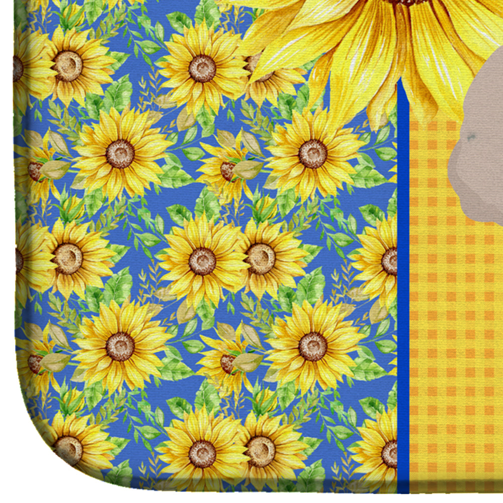 Summer Sunflowers Toy Cream Poodle Dish Drying Mat Absorbent Dish Drying Mat Pad for Kitchen Counter Dish Drainer Mat for Countertop, 14 x 21", Multicolor