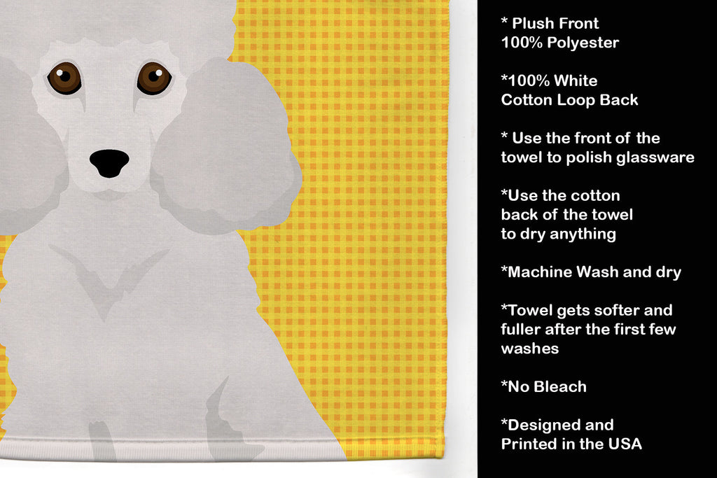 Summer Sunflowers Toy White Poodle Kitchen Towel Velour Plush Front and Cotton Loop Back Machine Washable