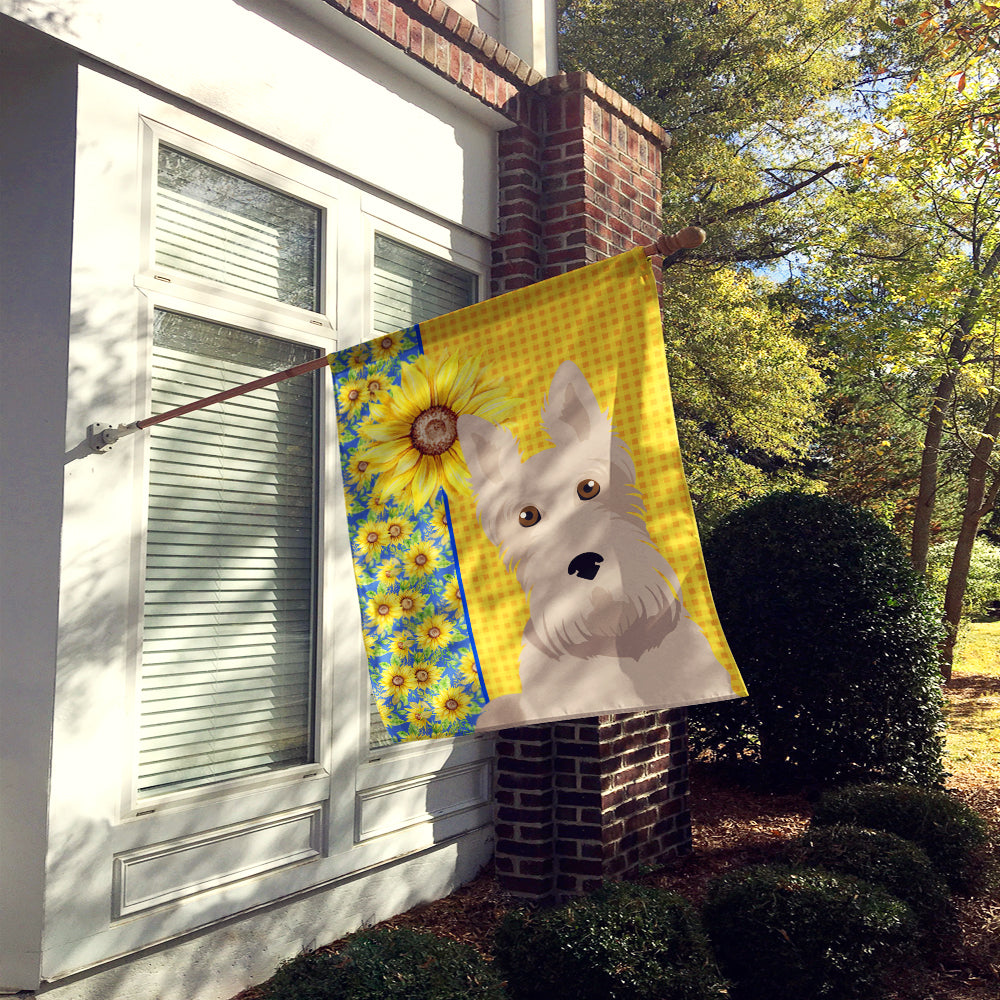 Summer Sunflowers Wheaten Scottish Terrier House Flag 28x40 Porch Sleeve Pole Decorative Outside Yard Banner Artwork Wall Hanging, Polyester