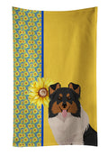 Summer Sunflowers Tricolor Sheltie Kitchen Towel Velour Plush Front and Cotton Loop Back Machine Washable