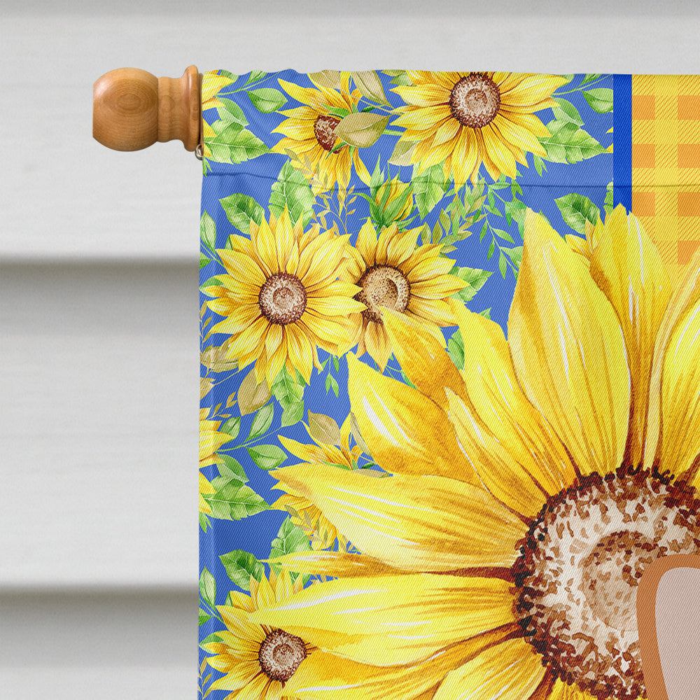 Summer Sunflowers Red Pembroke Corgi House Flag 28x40 Porch Sleeve Pole Decorative Outside Yard Banner Artwork Wall Hanging, Polyester