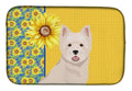 Summer Sunflowers Westie West Highland White Terrier Dish Drying Mat Absorbent Dish Drying Mat Pad for Kitchen Counter Dish Drainer Mat for Countertop, 14 x 21", Multicolor
