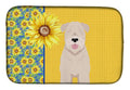 Summer Sunflowers Soft Coated Wheaten Terrier Dish Drying Mat Absorbent Dish Drying Mat Pad for Kitchen Counter Dish Drainer Mat for Countertop, 14 x 21", Multicolor
