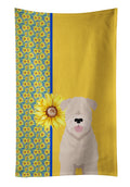 Summer Sunflowers Soft Coated Wheaten Terrier Kitchen Towel Velour Plush Front and Cotton Loop Back Machine Washable