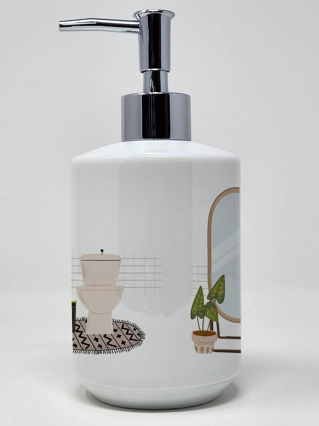 White Boston Terrier Ceramic Soap Dispenser , Empty Refillable Hand Soap Pump Bottle for Bathroom Kitchen