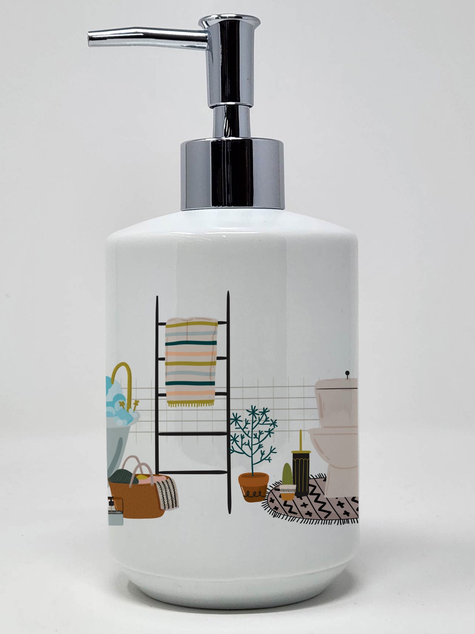 Brindle Boston Terrier Ceramic Soap Dispenser , Empty Refillable Hand Soap Pump Bottle for Bathroom Kitchen