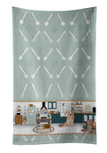 Lemon and White Tricolor Basset Hound in the Kitchen Kitchen Towel Velour Plush Front and Cotton Loop Back Machine Washable